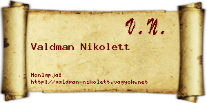 Valdman Nikolett névjegykártya